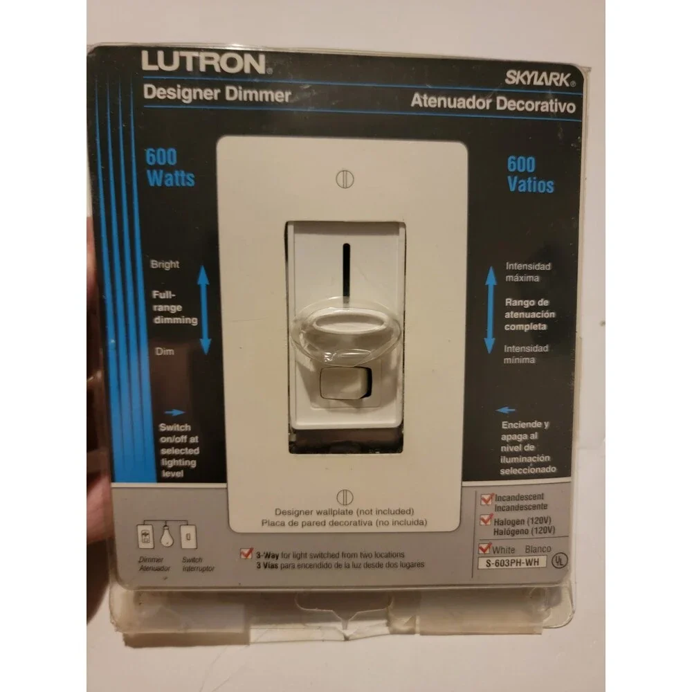 Lutron S-603-PNLH-WH 3 Way Dimmer 600watt Open Box